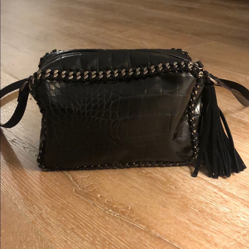 Zara black snake skin bag